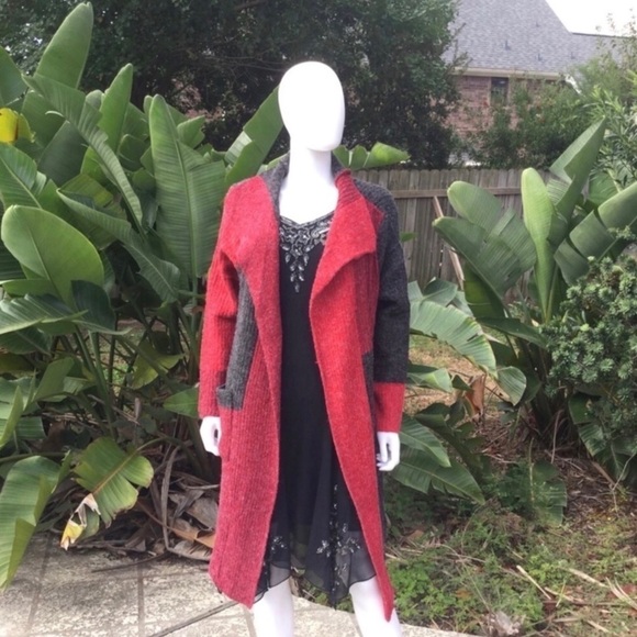 NWT Joseph A Long Open Ribbed Knit Sweater ColorBlock Cardigan - Picture 3 of 15